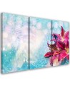 3 Piece Pink flowers on blue background - Canvas print | FEEBY