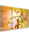 Lily on yellow background - 3-piece Canvas painting for living room | FEEBY