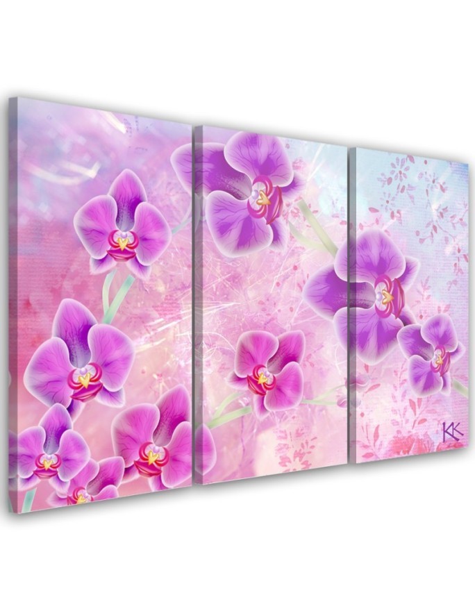 Modern multi-panel painting - Orchid Flowers Abstract | FEEBY
