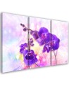 Canvas print for living room 3-part - Purple orchid flower | FEEBY
