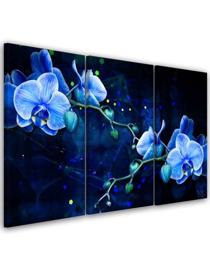 Modern Canvas painting for living room - Blue orchid flower | FEEBY