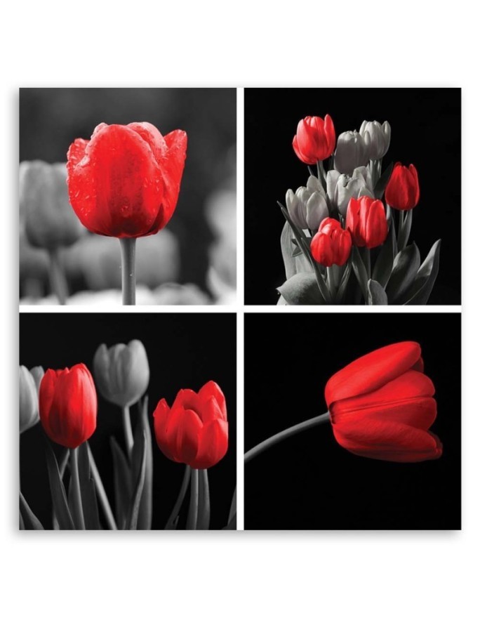 Modern bedroom Canvas painting - Set of red tulips | FEEBY