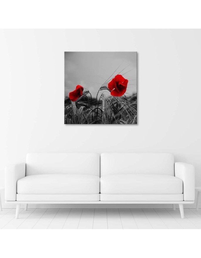 Canvas print modern - Red poppies and grain | FEEBY