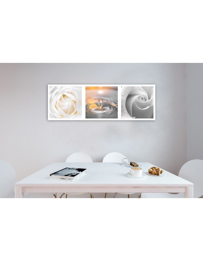 Roses flowers water drop - Canvas print modern | FEEBY