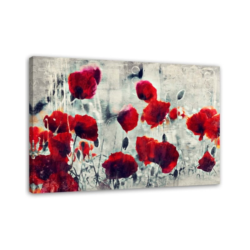Painted red poppies in a meadow - Canvas print | FEEBY