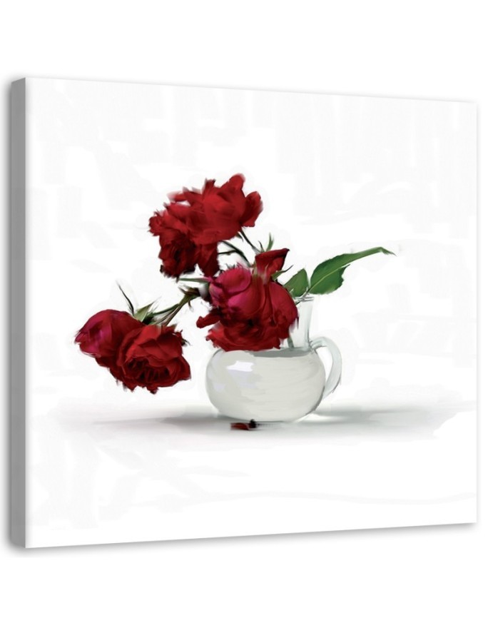 Canvas prints for living room - Red roses in a vase | FEEBY