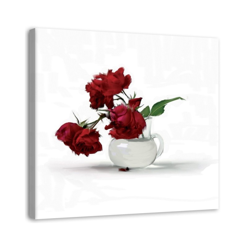 Canvas prints for living room - Red roses in a vase | FEEBY