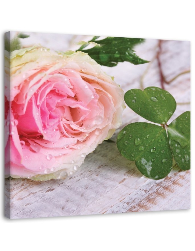 Modern Canvas painting for bedroom - Rose and clover | FEEBY