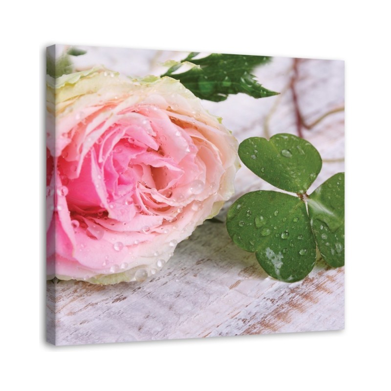 Modern Canvas painting for bedroom - Rose and clover | FEEBY