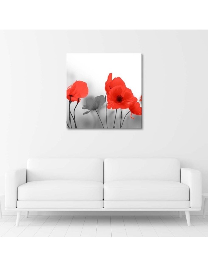 Canvas painting - Red poppies in grey | FEEBY