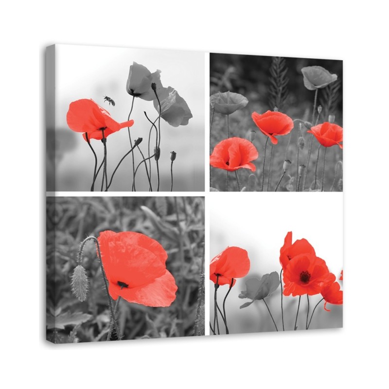 Modern painting for bedroom - Set of red poppies | FEEBY