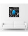 Canvas painting for living room - Blue tulip in grey | FEEBY
