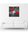 Modern Canvas painting for living room - Red tulips in grey | FEEBY