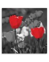 Modern Canvas painting for living room - Red tulips in grey | FEEBY