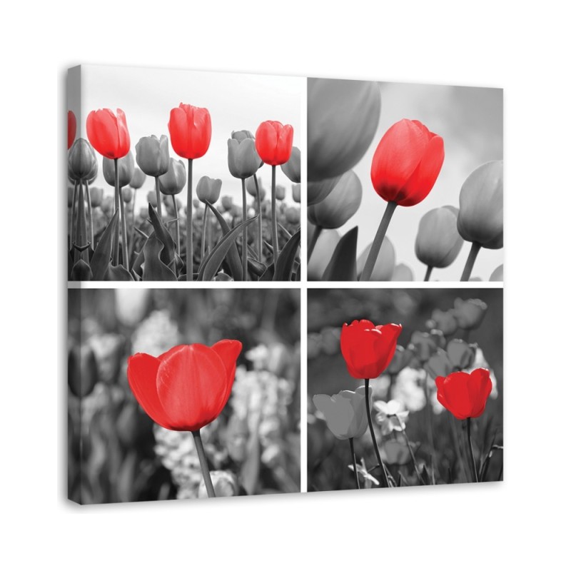 Canvas prints for living room - Set of red tulips | FEEBY