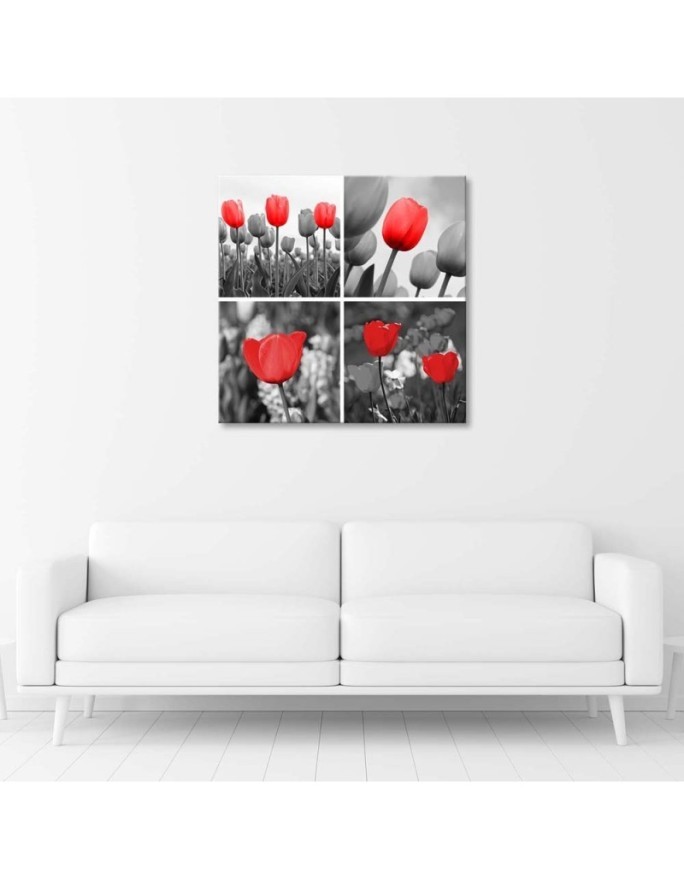 Canvas prints for living room - Set of red tulips | FEEBY