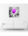 Purple tulip in grey - Canvas prints for living room | FEEBY