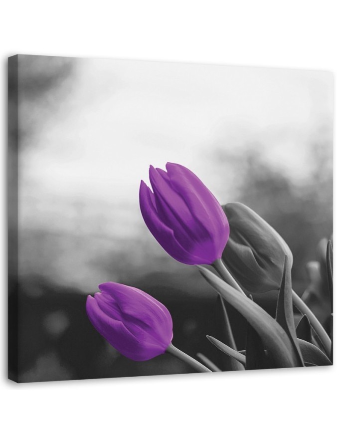 Two purple tulips - Modern Canvas painting for the bedroom | FEEBY