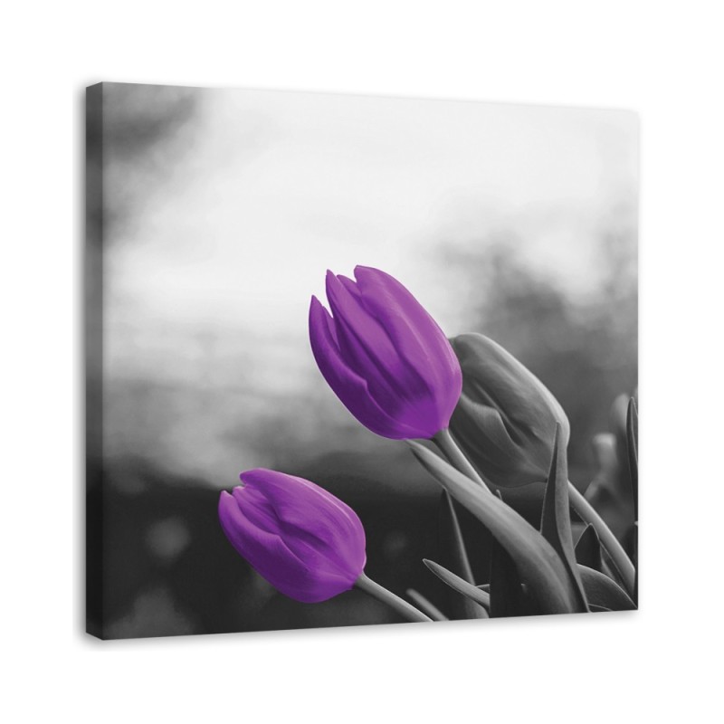 Two purple tulips - Modern Canvas painting for the bedroom | FEEBY