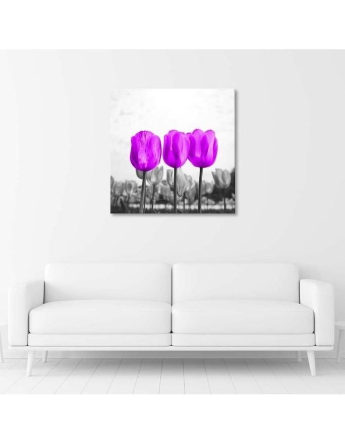 Purple tulips nature - Modern bedroom Canvas painting. High quality  | FEEBY