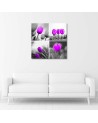 Set of purple tulips - Canvas painting for living room | FEEBY
