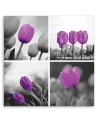 Set of purple tulips - Canvas painting for living room | FEEBY