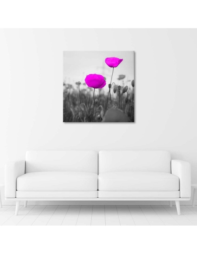 Modern bedroom Canvas painting - Purple poppies in a meadow | FEEBY