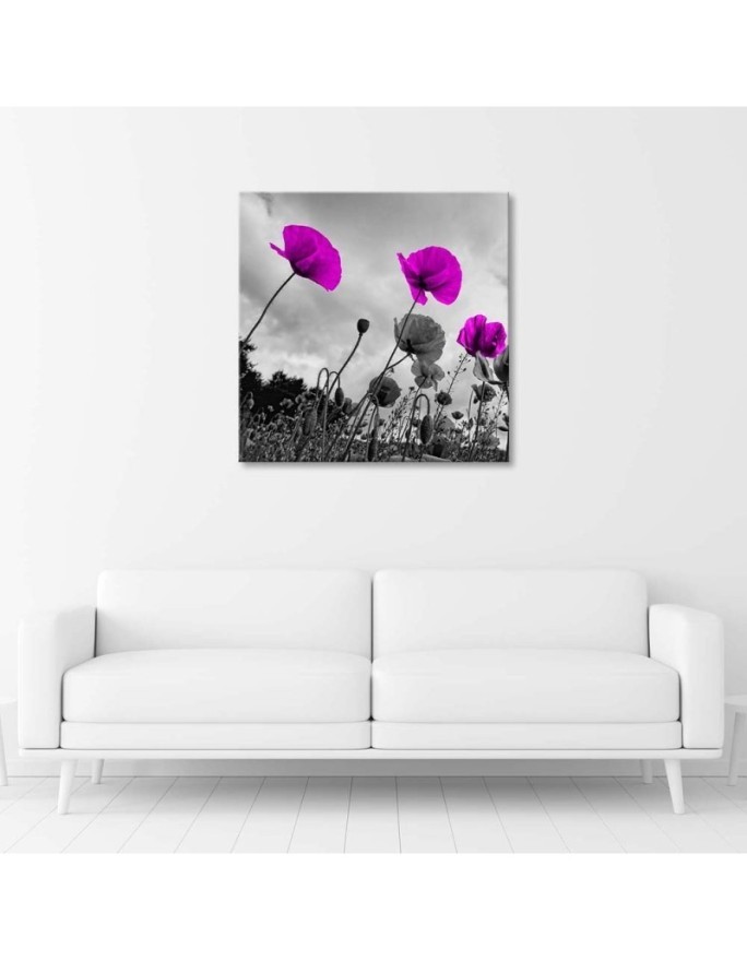 Canvas painting for living room - Purple poppy flowers | FEEBY