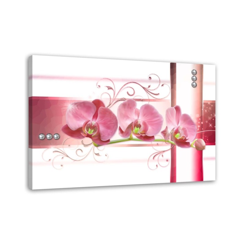 Bedroom painting - Orchids pink abstract white | FEEBY