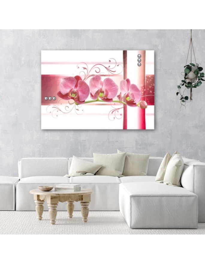 Bedroom painting - Orchids pink abstract white | FEEBY