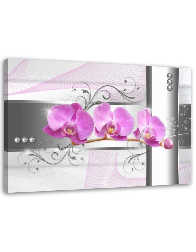 Canvas painting for living room - Orchids abstract grey | FEEBY