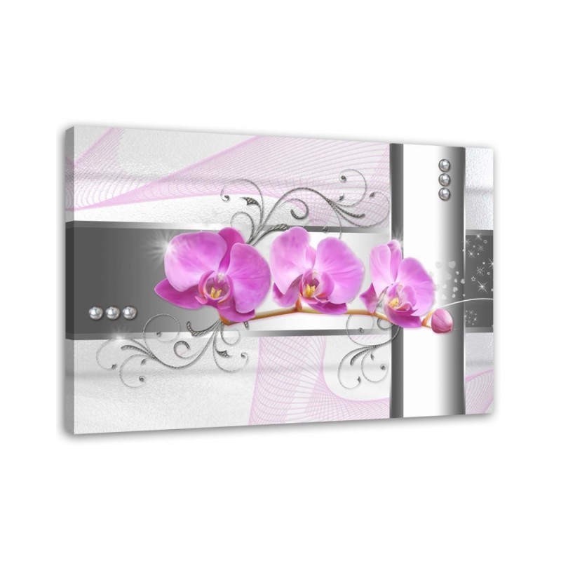 Canvas painting for living room - Orchids abstract grey | FEEBY