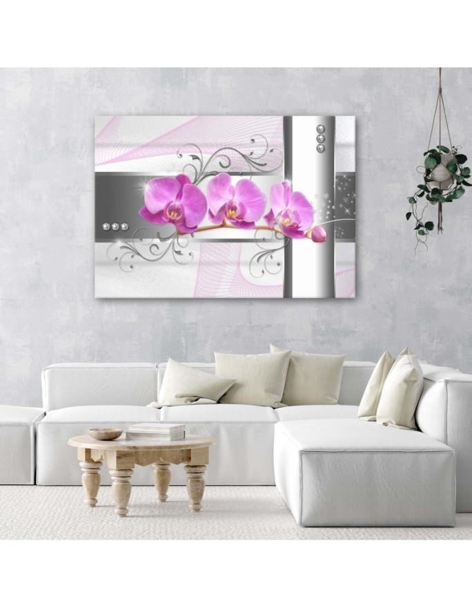 Canvas painting for living room - Orchids abstract grey | FEEBY