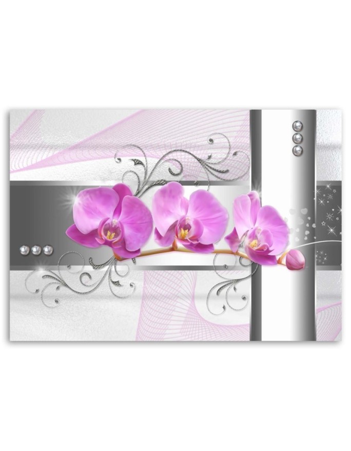 Canvas painting for living room - Orchids abstract grey | FEEBY