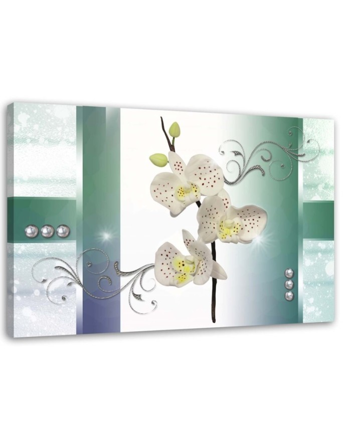 Canvas print - Orchids abstract mint | FEEBY