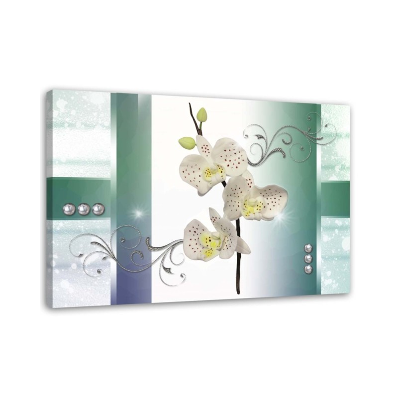 Canvas print - Orchids abstract mint | FEEBY