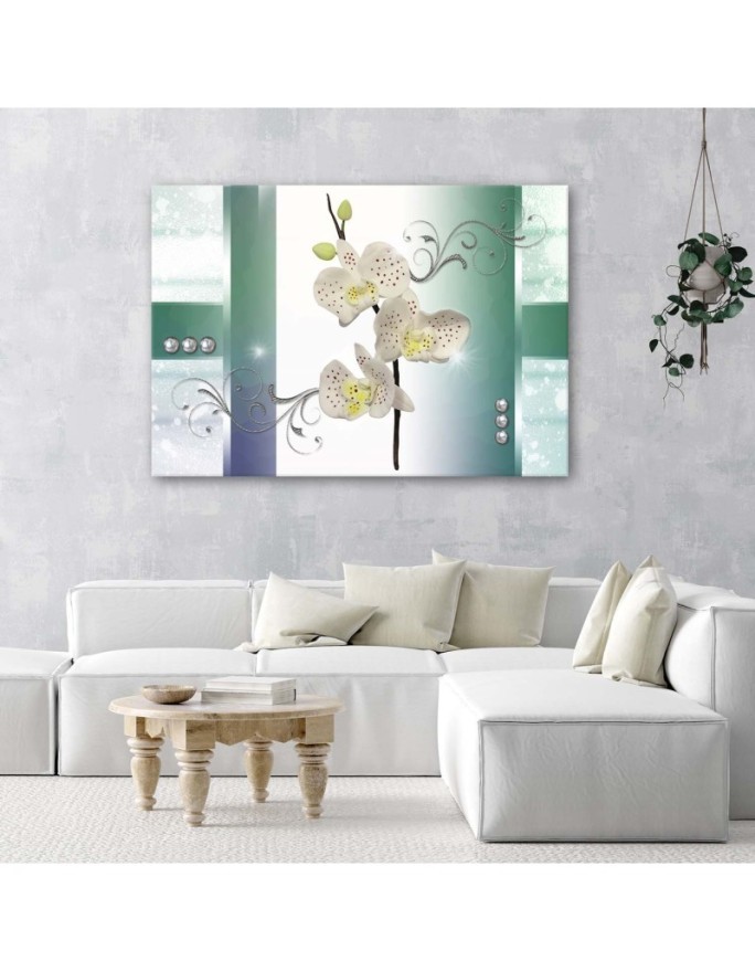 Canvas print - Orchids abstract mint | FEEBY