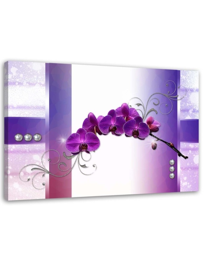Modern Canvas painting for living room - Purple orchids abstract | FEEBY
