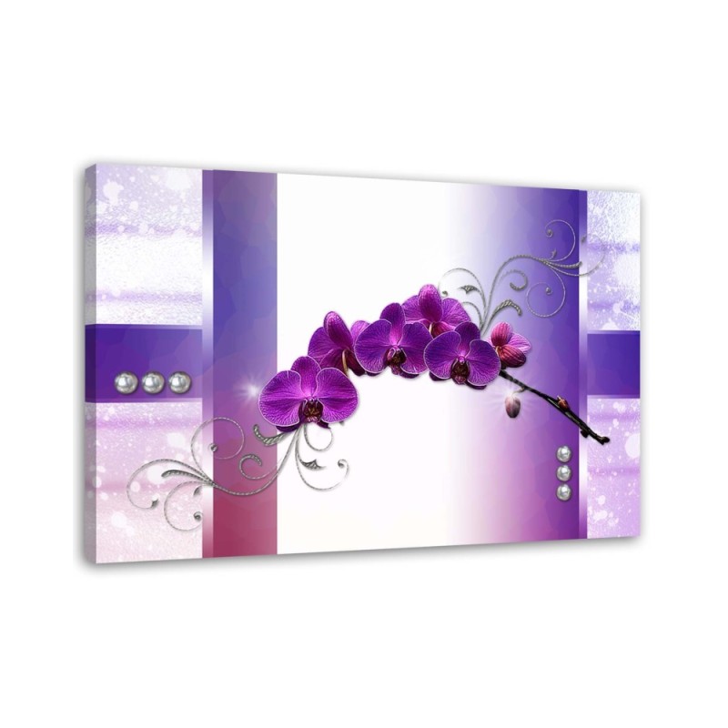 Modern Canvas painting for living room - Purple orchids abstract | FEEBY