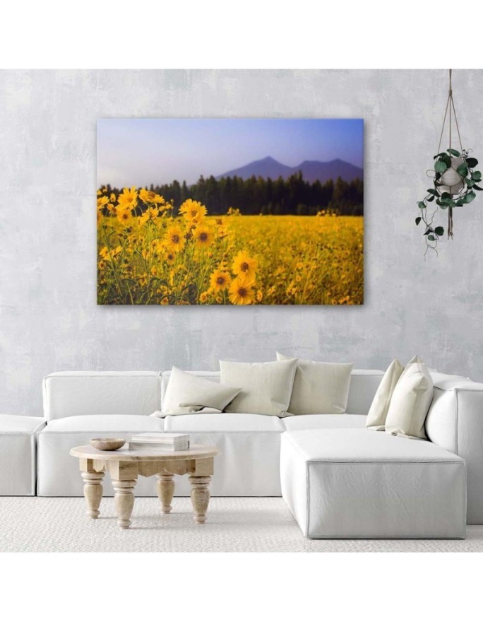 Modern bedroom Canvas painting - Fields of yellow flowers | FEEBY