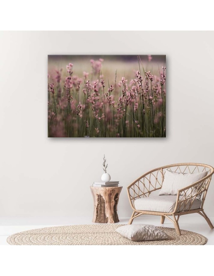 Canvas painting for living room - Pink field flowers | FEEBY