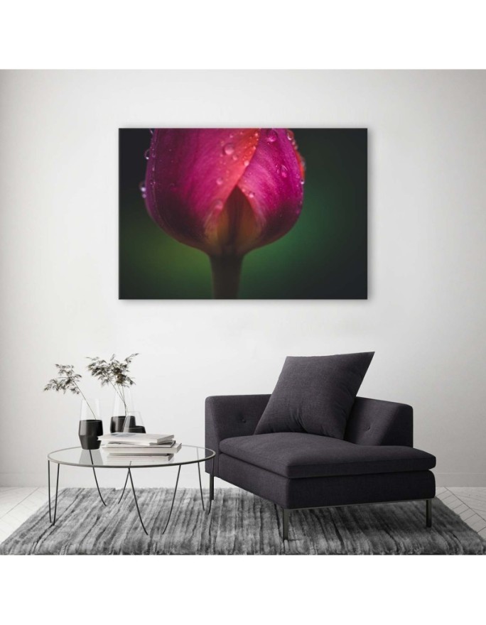 Modern Canvas painting for living room - Rose in dewdrops | FEEBY