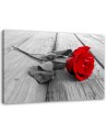Red rose flower on a bridge - Canvas print. High quality  | FEEBY