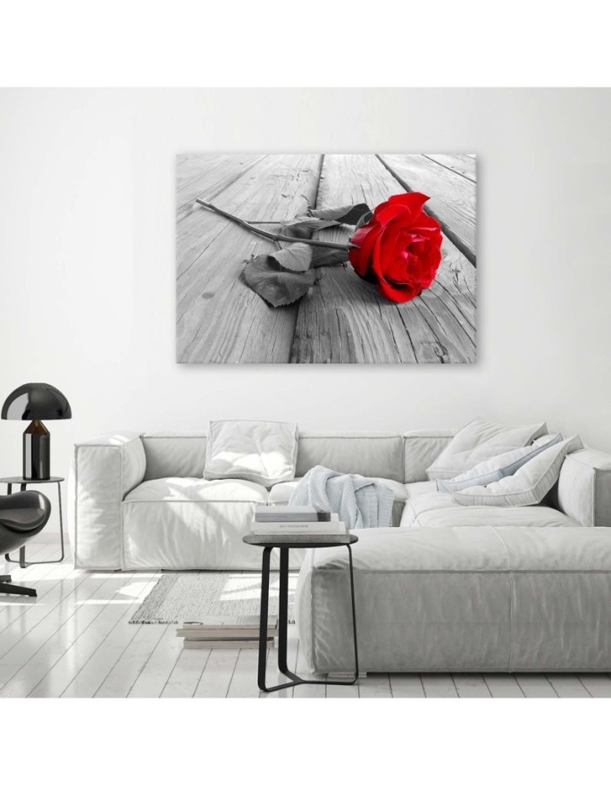 Red rose flower on a bridge - Canvas print. High quality  | FEEBY