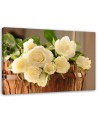 Canvas prints for the living room - Cream roses in a basket | FEEBY