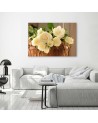 Canvas prints for the living room - Cream roses in a basket | FEEBY
