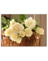 Canvas prints for the living room - Cream roses in a basket | FEEBY