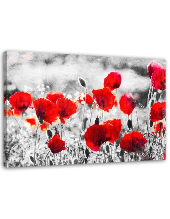 Modern Canvas painting for bedroom - Red field poppies | FEEBY
