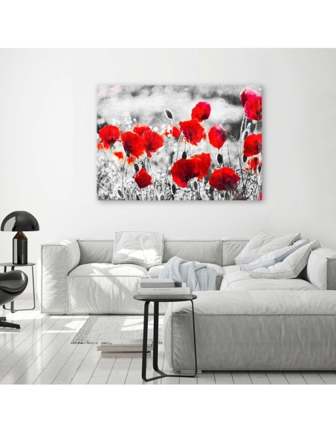 Modern Canvas painting for bedroom - Red field poppies | FEEBY