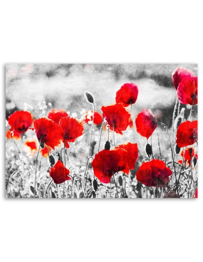 Modern Canvas painting for bedroom - Red field poppies | FEEBY